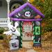 Haunted Hill Farm Yard 9-Ft. Inflatable Pre-Lit Arch w/ Ghost, Witch, & Tombstone in Black/Indigo/White | 108 H x 82.68 W x 62.99 D in | Wayfair