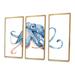 Highland Dunes Blue Octopus On White - Nautical & Coastal Framed Canvas Wall Art Set Of 3 Canvas, Wood in Blue/Orange/White | 20 H x 36 W in | Wayfair