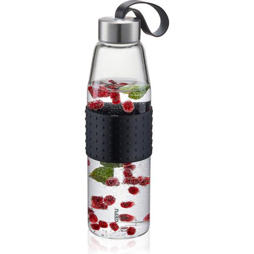 GEFU Trinkflasche OLIMPIO, (mit Haltegurt), ideal für kohlensäurehaltige Getränke schwarz Lauf-Ausrüstung Laufen Sportarten