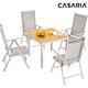 Casaria - Set da giardino Bern 4 sedie + 1 tavolo in alluminio schienale alto regolabile su 7