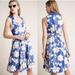 Anthropologie Dresses | Anthropologie Blue Floral Dress Size 8 | Color: Blue/Cream | Size: 8