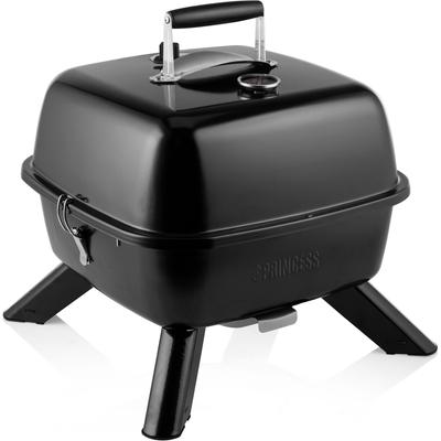 Tischgrill PRINCESS "112256" Kontaktgrill_Standgrill_Tischgrill_Teppanyakigrill schwarz mit Holzkohle oder elektrisch, Deckel Thermometer