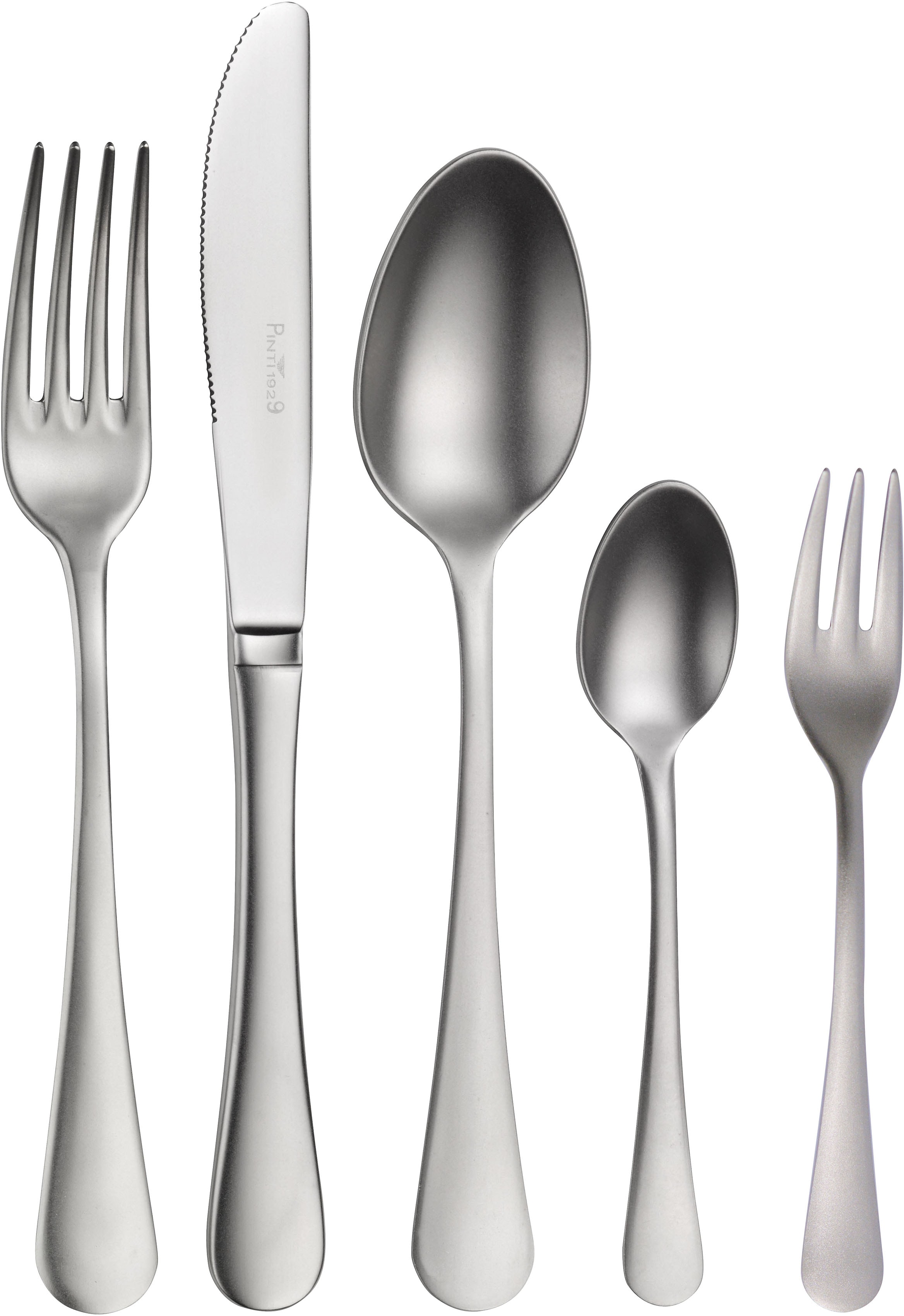 Besteck-Set PINTINOX "Stresa Mystique", silber (silberfarben), 30 Stk., Edelstahl 18/10, Essbesteck-Sets, Optik sandgestrahlt