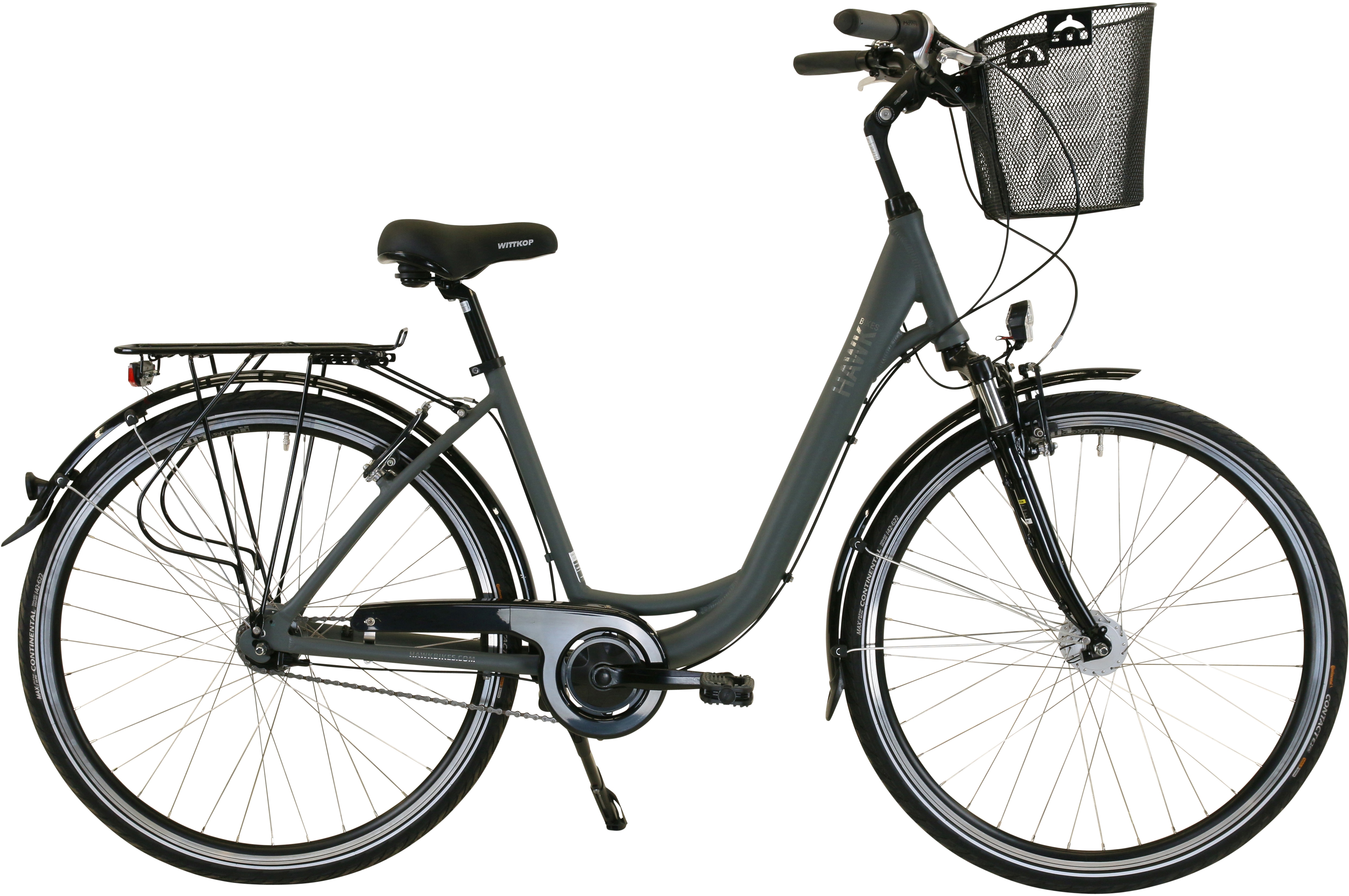 Cityrad HAWK BIKES "City Wave Deluxe Plus Grey" Gr. 46, grau, Fahrräder, 46cm, 28 Zoll (71,12cm), für Damen und Herren Image