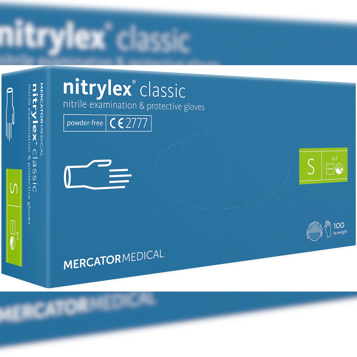 Nitrilhandschuhe blau, nitrylex® classic blue, Mercator - Größe S - 10x100 Stück Image