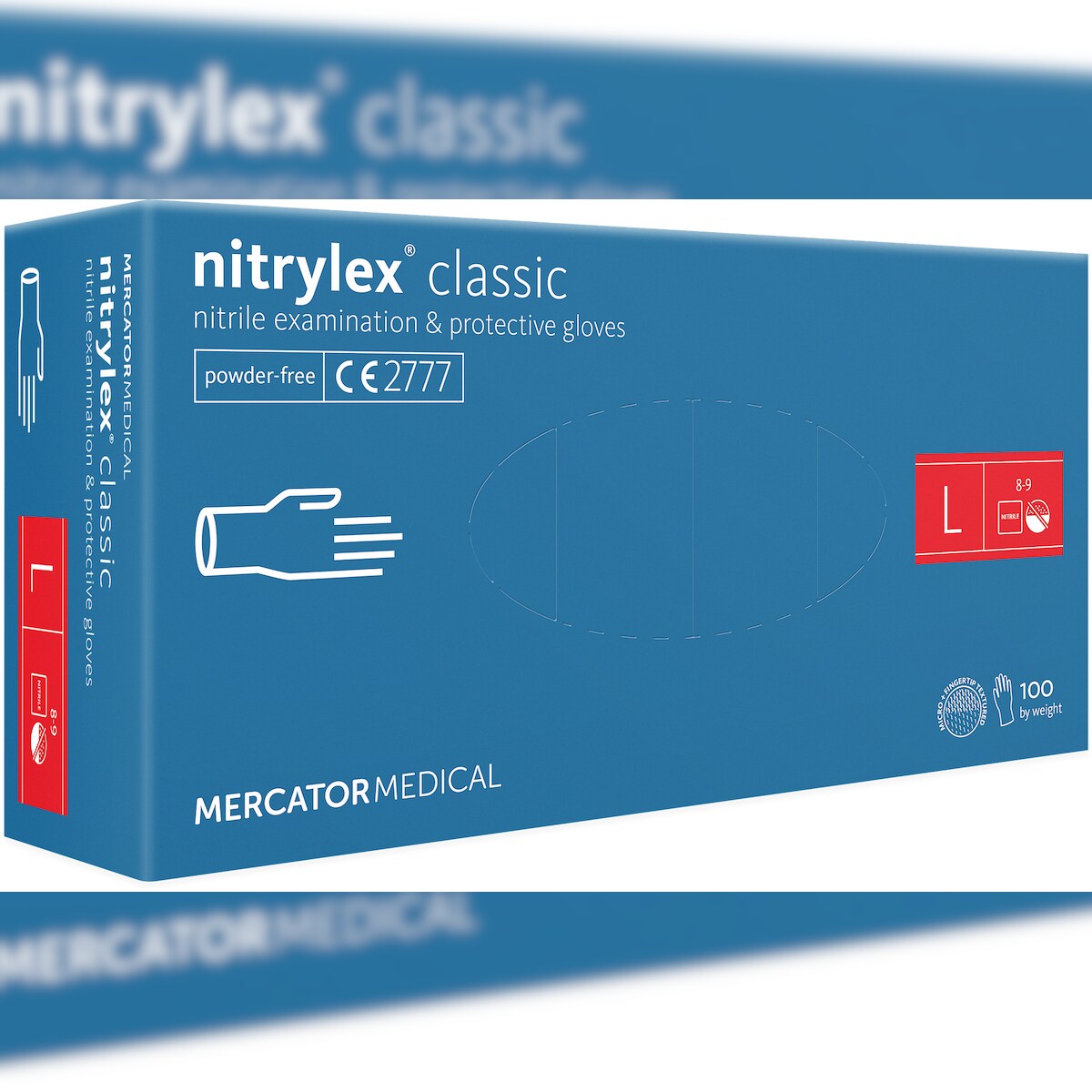 Nitrilhandschuhe blau, nitrylex® classic blue, Mercator - Größe L - 10x100 Stück Image