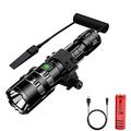 WINDFIRE LED Tactical Torches, 5000 Lumens 5 Modes Rechargeable Hunting Flashlight Waterproof Light with Picatinny Rail Mount, Pressure Switch & Battery, Suit for Outdoor Camping