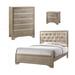 CDecor Home Furnishings Ophelia Metallic Champagne 3-Piece Bedroom Set w/ Chest Upholstered in Brown | 59.75 H x 63.5 W x 83.75 D in | Wayfair