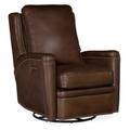 Hooker Furniture RC 30" Wide Genuine Leather Power Glider Swivel Standard Recliner in Black/Brown | 41.5 H x 30 W x 39 D in | Wayfair