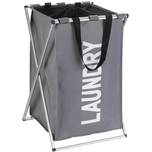 Wäschesammler Uno Grau, Wäschekorb, 52 l, Grau, Polyester grau, Polyester schwarz, Aluminium