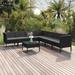 vidaXL 8 Piece Patio Lounge Set with Cushions Poly Rattan Black - 22.4" x 27.2" x 27.2"