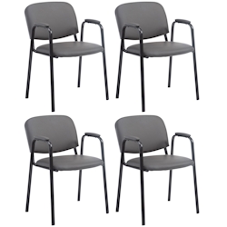 CLP 4er Set Besucherstühle Ken Pro Kunstleder grau Image