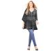 Plus Size Women's Bejeweled Pleated Blouse by Catherines in Black Geo Stripe (Size 1X)