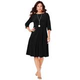 Plus Size Women's Velour Swing Drape Dress by Roaman's in Black (Size 38/40)