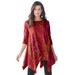 Plus Size Women's Handkerchief Hem Ultimate Tunic by Roaman's in Red Patchwork (Size 6X) Long Shirt