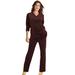Plus Size Women's Velour Jogger Set by Roaman's in Chocolate (Size 34/36)