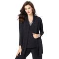 Plus Size Women's Ultrasmooth® Fabric Long-Sleeve Cardigan by Roaman's in Black Sparkle (Size 18/20) Stretch Jersey Topper