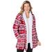 Plus Size Women's Sherpa Lined Collar Microfleece Bed Jacket by Dreams & Co. in Classic Red Fair Isle (Size L) Robe