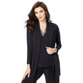 Plus Size Women's Ultrasmooth® Fabric Long-Sleeve Cardigan by Roaman's in Black Sparkle (Size 12) Stretch Jersey Topper