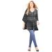 Plus Size Women's Bejeweled Pleated Blouse by Catherines in Black Geo Stripe (Size 4X)