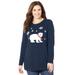 Plus Size Women's Cozy Critter Sweater by Catherines in Navy Polar Bear (Size 3X)