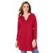 Plus Size Women's Y-Neck Ultimate Tunic by Roaman's in Classic Red (Size 1X) Long Shirt