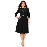 Plus Size Women's Velour Swing Drape Dress by Roaman's in Black (Size 34/36)