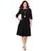 Plus Size Women's Velour Swing Drape Dress by Roaman's in Black (Size 18/20)