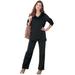 Plus Size Women's Velour Jogger Set by Roaman's in Black (Size 22/24)