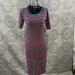Lularoe Dresses | Lularoe Xs Midi Dress, Slim Line Striped Blue & Red | Color: Blue | Size: Xs