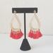 Anthropologie Jewelry | Anthropologie Gold Red Orange Fringe Oval Boho Geometric Earrings New | Color: Orange/Red | Size: Os