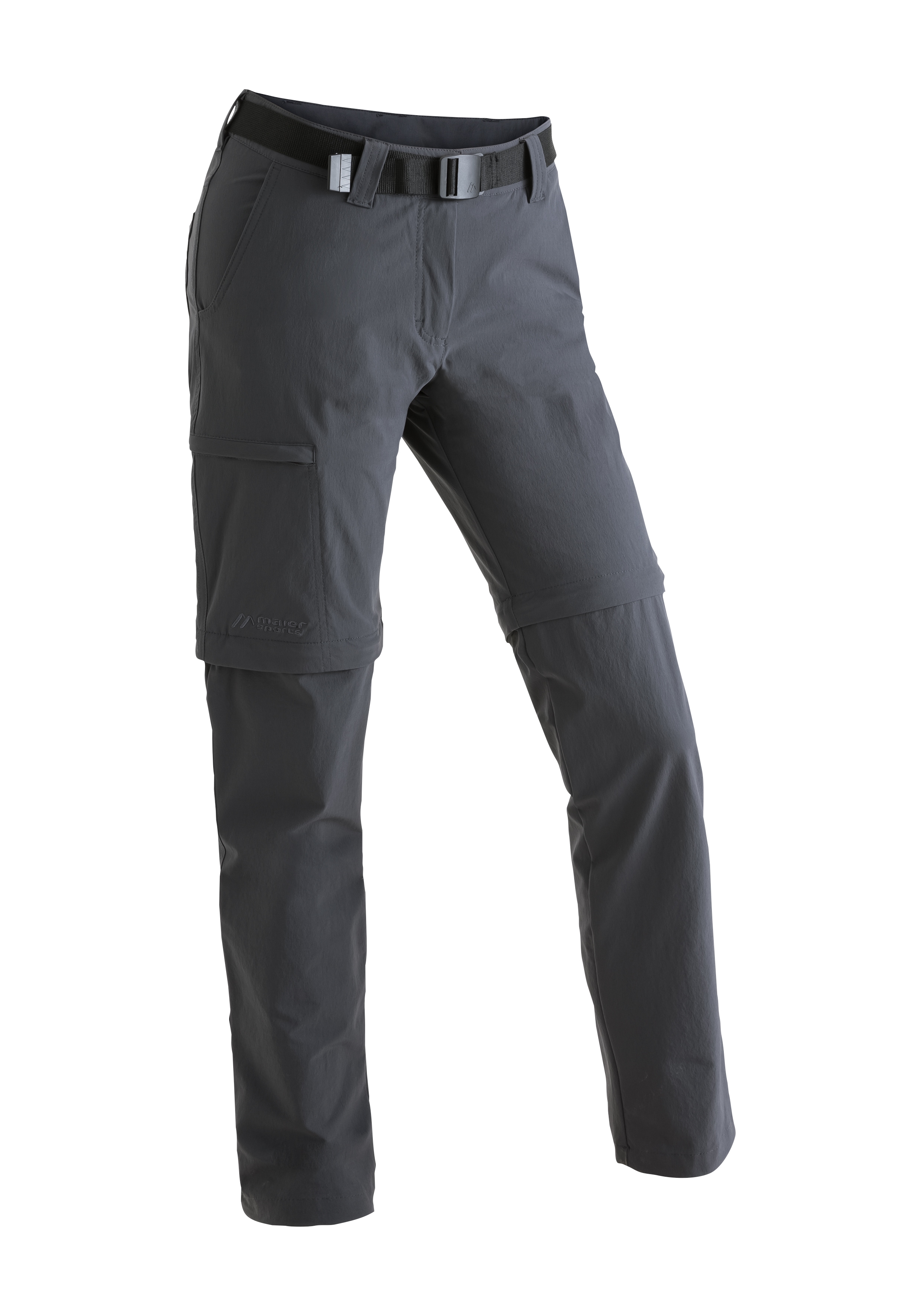 Funktionshose MAIER SPORTS "Inara slim zip", Damen, Gr. 34, Normalgrößen, grau, 90% Polyamid, 10% Elasthan, Hosen, Damen Wanderhose, zipp-off Outdoor-Hose, 4 Taschen, Slim Fit Image