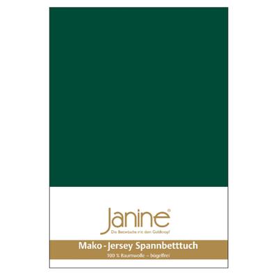 Spannbettlaken JANINE "MAKO-FEINJERSEY 5007", grün (waldgrün), B:180-200cm L:200cm, Mako-Jersey, Obermaterial: 100% Baumwolle, Laken, aus 100% Baumwolle, für Matratzen bis 26 cm Höhe Image