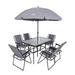 Nice C 8-Piece Patio Dining Set, Garden Outdoor Furniture Table Set w/ Tilted Removable Umbrella, Glass Table | 47.3 W x 27.6 D in | Wayfair