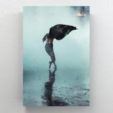 Latitude Run® Man Runs Gracefully Through Fog & Rain In Tate Modern - 1 Piece Rectangle Graphic Art Print On Wrapped Canvas in Blue | Wayfair