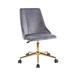 Willa Arlo™ Interiors Torrance Velvet Upholstered Office Chair w/ Gold Accent Base Upholstered in Gray | 37.5 H x 23.83 W x 23.83 D in | Wayfair