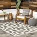 White 120 x 94 x 0.25 in Indoor/Outdoor Area Rug - George Oliver Nicola Transitional Bars Indoor/Outdoor Area Rug | 120 H x 94 W x 0.25 D in | Wayfair