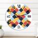 Designart, 'Retro Abstract Minimal Colorful Geometric Designs IV' Mid-Century Modern wall clock