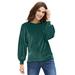 Plus Size Women's Full Sleeve Velour Top by ellos in Deep Emerald (Size 18/20)