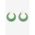 Women's Goldtone Over Sterling Silver Genuine Green Jade Hoop Earrings (31Mm) Jewelry by PalmBeach Jewelry in Jade