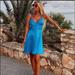 Zara Dresses | Nwt Zara Satin Effect Mini Dress | Color: Blue | Size: Xs