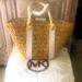 Michael Kors Bags | Nwot Michael Kors Leather And Straw Tote Bag | Color: Tan/White | Size: Os