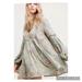 Free People Dresses | Free People Just The Two Of Us Sage Green Ballon Sleeve Tunic Or Dress Size Sp | Color: Green/Pink | Size: Sp