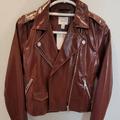 Nine West Jackets & Coats | Nine West Jacket Biker Vegan Leather | Color: Brown/Red | Size: Xs