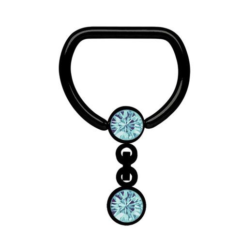 „Brustwarzenpiercing ADELIA´S „“Piercing Brustpiercing““ blau (hellblau) Damen Piercings Brustwarzenpiercings Stahl D-Ring BCR PVD schwarz mit Kette“