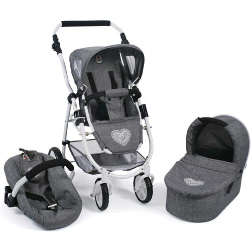 "Kombi-Puppenwagen CHIC2000 ""Emotion All In 3in1, Jeans Grey"" Puppenwagen grau (jeans grey) Kinder Puppenwagen -trage"