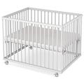 Sämann Laufstall Baby 75x100 cm mit Matratze | TÜV geprüft 2023 | stufenlos höhenverstellbar | Laufgitter Premium | Babybett aus Holz | Krabbelgitter weiß