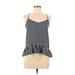 Abercrombie & Fitch Sleeveless Blouse: V Neck Spaghetti Straps Blue Print Tops - Women's Size X-Small