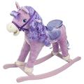 Kids Plush Rocking Horse Ride On Pony Moving Mouth Sounds Riding Toy Girls Boys