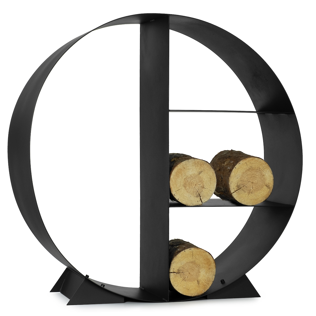 Moritz Metall Kaminholzregal Rund 4 Fächer Brennholzregal Feuerholzregal Stapelhilfe Holzhalter Kaminholzständer Image